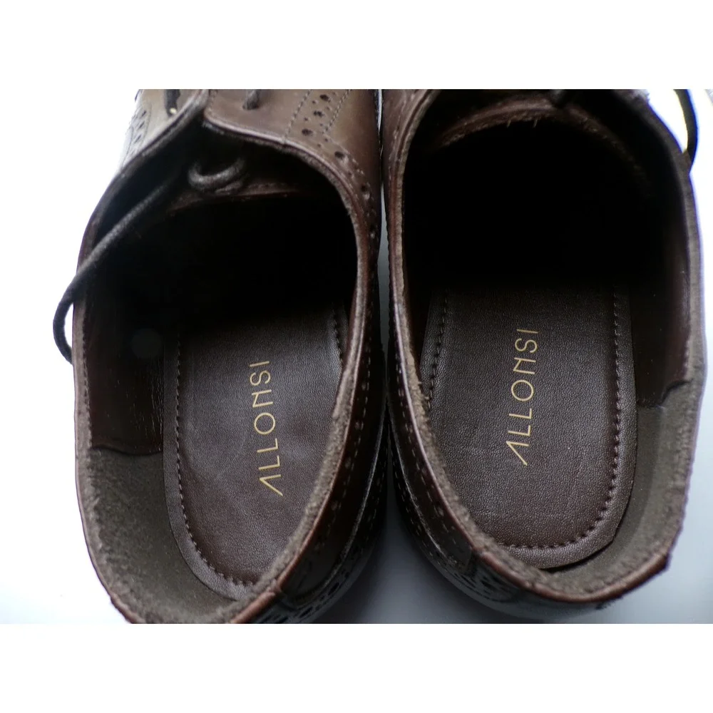 Allonsi Aaron Wingtip Oxford Dress Shoes Brown Leather Men's Size 10 US 43‎ EUR